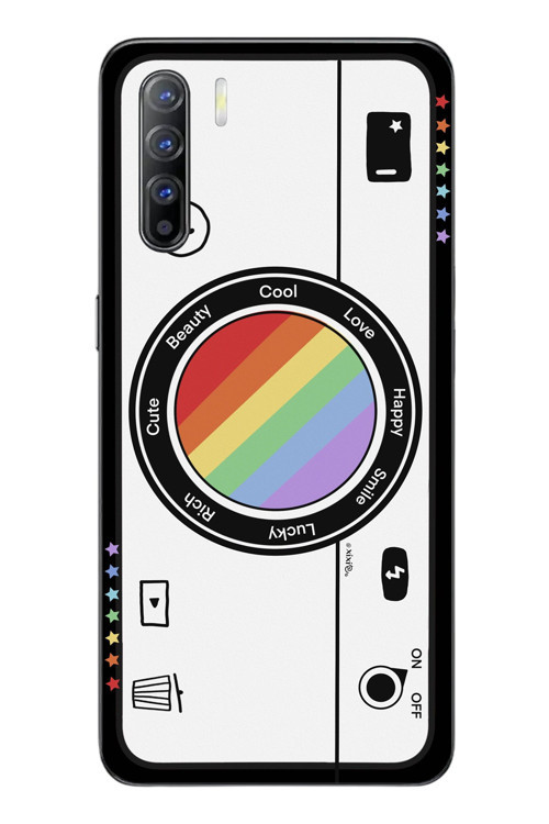 Oppo Reno 3 Uyumlu Gökkuşaklı Makine Baskılı Silikon Kılıf