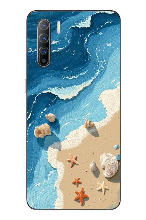 Oppo Reno 3 Uyumlu Deniz Yıldızı Tatilde Baskılı Silikon Kılıf