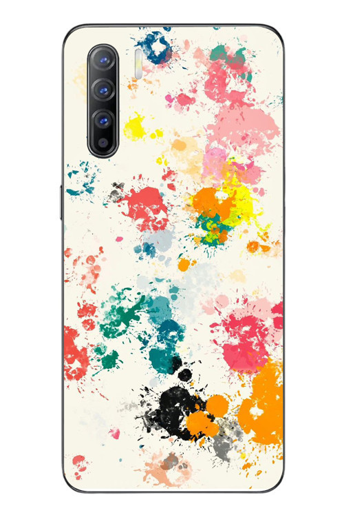 Oppo Reno 3 Uyumlu Renkli Boyalar Baskılı Silikon Kılıf