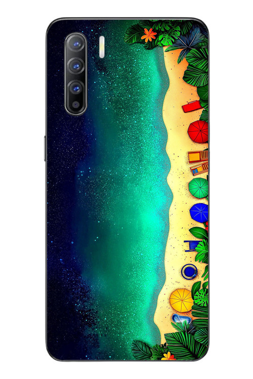 Oppo Reno 3 Uyumlu Tatil Kumsal Gecesi Baskılı Silikon Kılıf