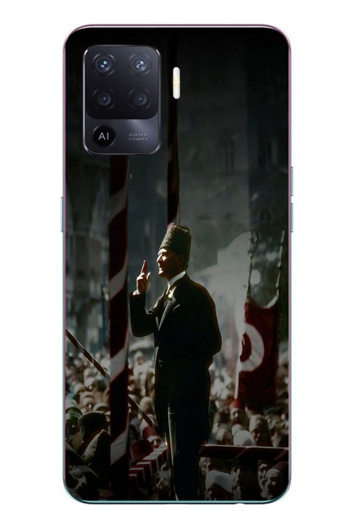 Oppo Reno 5 Lite Uyumlu Atatürk Hitap Ediyor Baskılı Silikon Kılıf