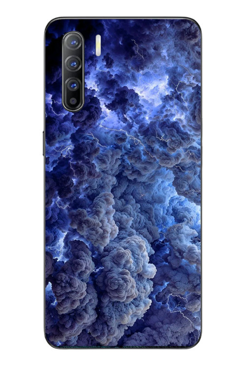 Oppo Reno 3 Uyumlu Mor Bulutlar Baskılı Silikon Kılıf
