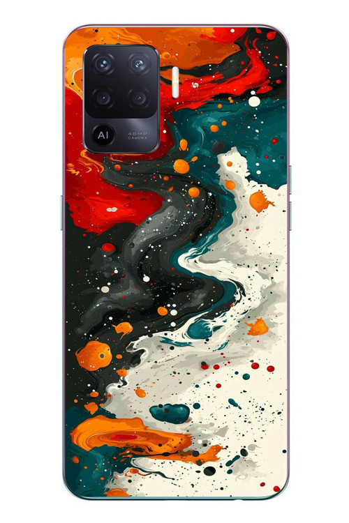Oppo Reno 5 Lite Uyumlu Boya Karışımı Baskılı Silikon Kılıf