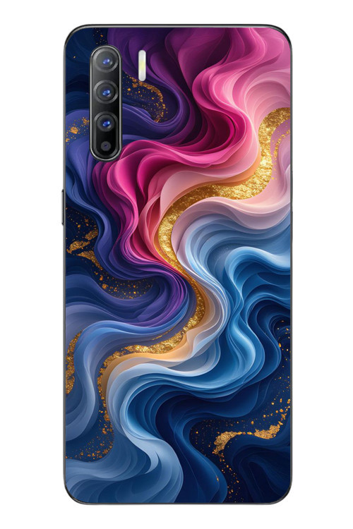 Oppo Reno 3 Uyumlu Renk Katranı Baskılı Silikon Kılıf