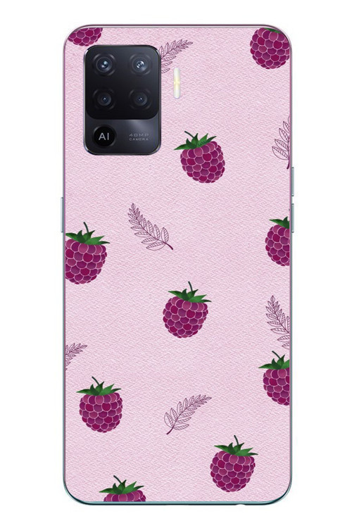 Oppo Reno 5 Lite Uyumlu Çilekler Pembesi Baskılı Silikon Kılıf