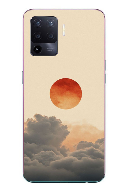 Oppo Reno 5 Lite Uyumlu Bulut ve Güneş Baskılı Silikon Kılıf