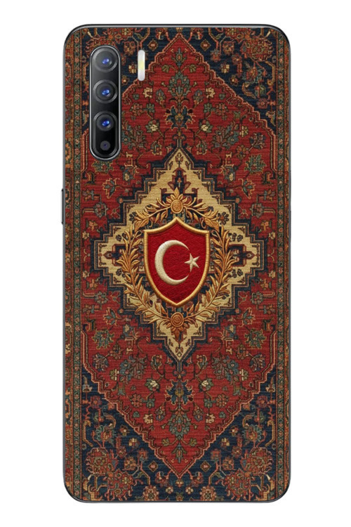 Oppo Reno 3 Uyumlu Türkiye Bayraklı Halı Baskılı Silikon Kılıf