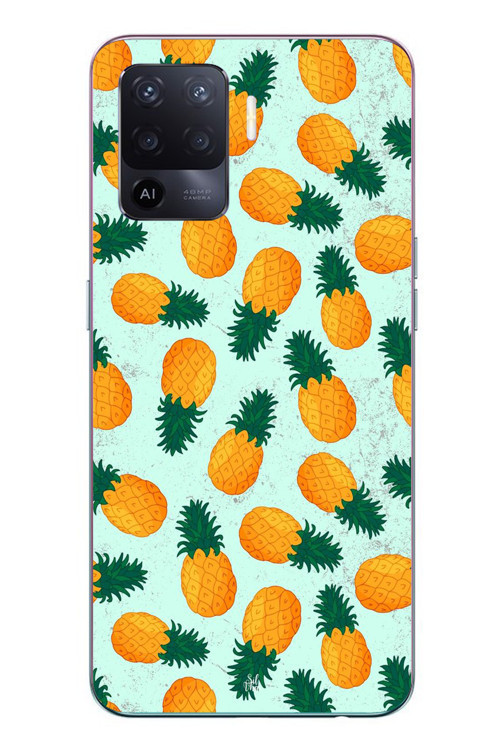 Oppo Reno 5 Lite Uyumlu Ananaslar Baskılı Silikon Kılıf