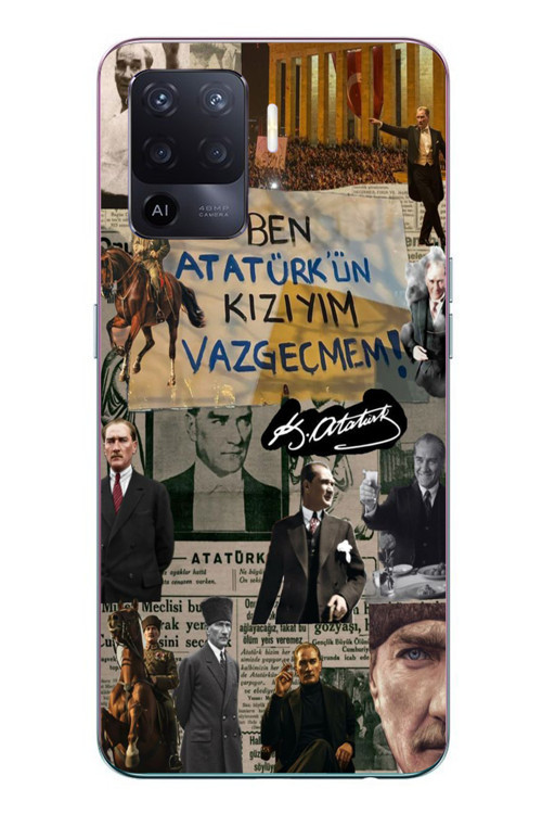 Oppo Reno 5 Lite Uyumlu Ben Atatürk Kızıyım Baskılı Silikon Kılıf