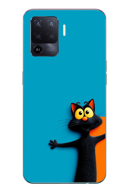 Oppo Reno 5 Lite Uyumlu Kedi Uyarısı Baskılı Silikon Kılıf