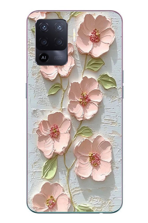 Oppo Reno 5 Lite Uyumlu Gül Kurusu Baskılı Silikon Kılıf