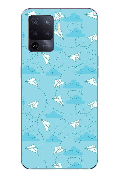Oppo Reno 5 Lite Uyumlu Kağıttan Uçak Baskılı Silikon Kılıf