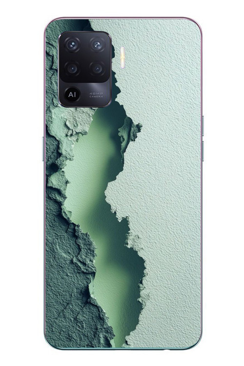 Oppo Reno 5 Lite Uyumlu Koyu Yeşil İzler Baskılı Silikon Kılıf