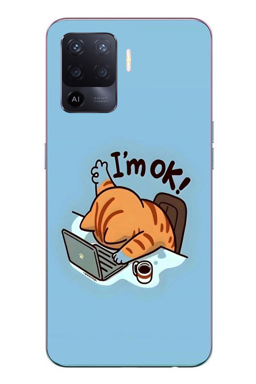 Oppo Reno 5 Lite Uyumlu l'M Ok Baskılı Silikon Kılıf