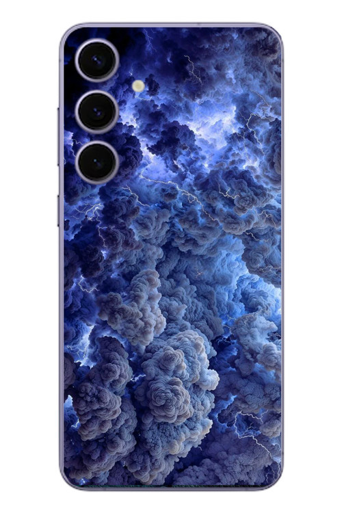 Samsung Galaxy S24 Plus Uyumlu Mor Bulutlar Baskılı Silikon Kılıf