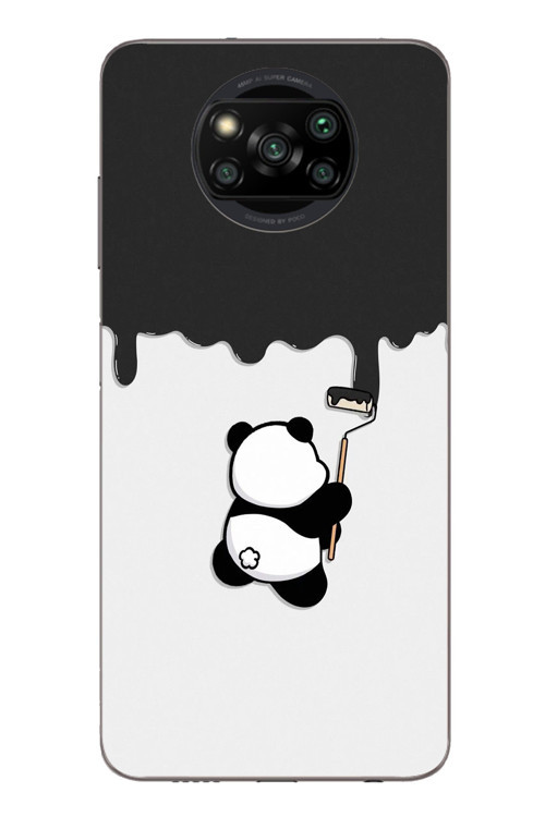 Poco X3 Uyumlu Boyacı Panda Baskılı Silikon Kılıf