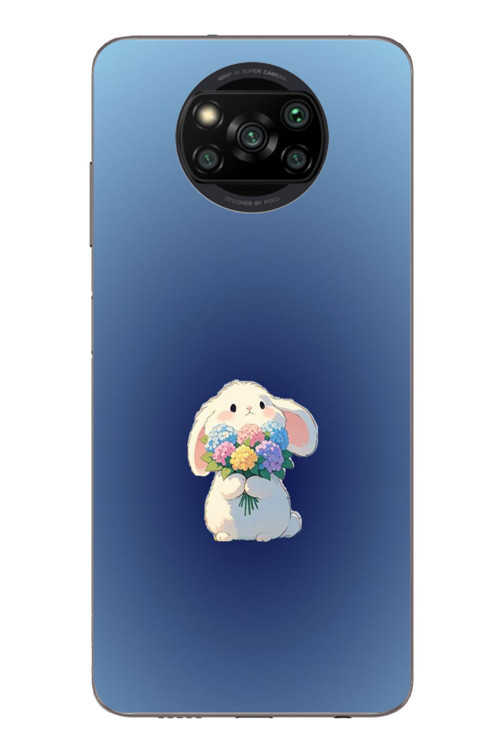 Poco X3 Uyumlu Çiçekli Tavşan Baskılı Silikon Kılıf