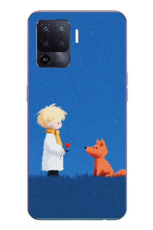 Oppo Reno 5 Lite Uyumlu Sarışın Çocuk ve Köpek Baskılı Silikon Kılıf