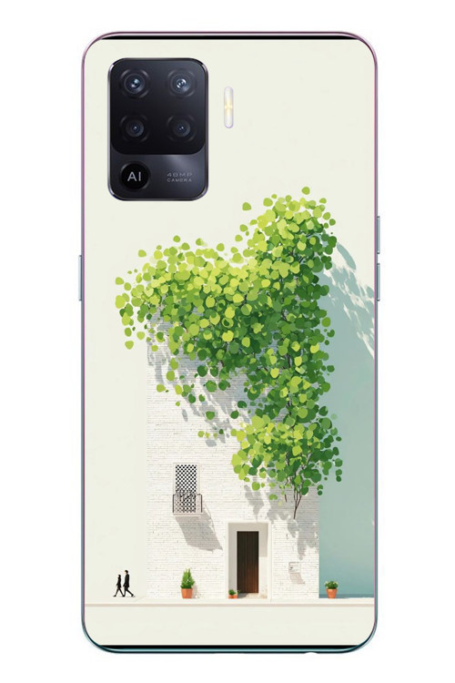 Oppo Reno 5 Lite Uyumlu Sarmaşıklı Ev Baskılı Silikon Kılıf