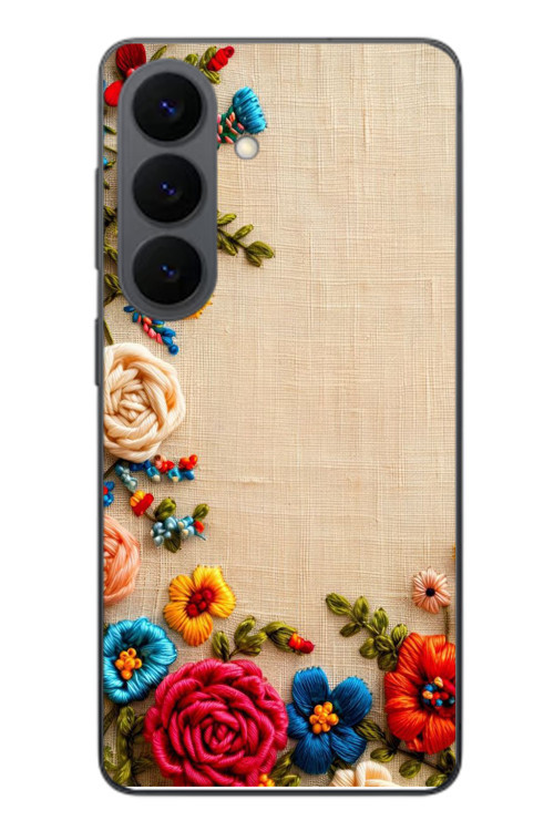 Samsung Galaxy S26 Uyumlu İşlemeli İğne Oyası Baskılı Silikon Kılıf
