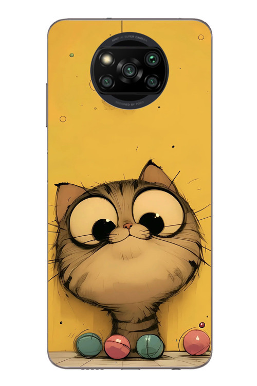 Poco X3 Uyumlu Kedi Çizgisi Baskılı Silikon Kılıf