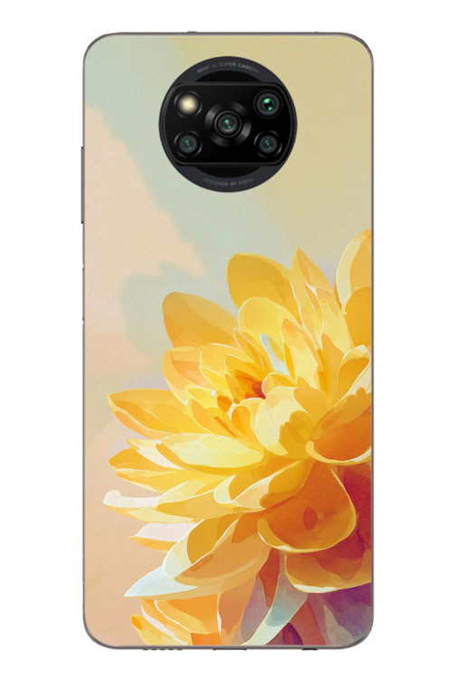 Poco X3 Uyumlu Sarı Çiçek Baskılı Silikon Kılıf