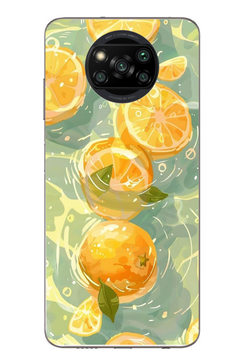 Poco X3 Uyumlu Limonlar Pastel Baskılı Silikon Kılıf