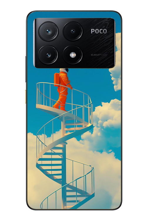 Poco X6 Pro Uyumlu Astronot Gökyüzü Baskılı Silikon Kılıf