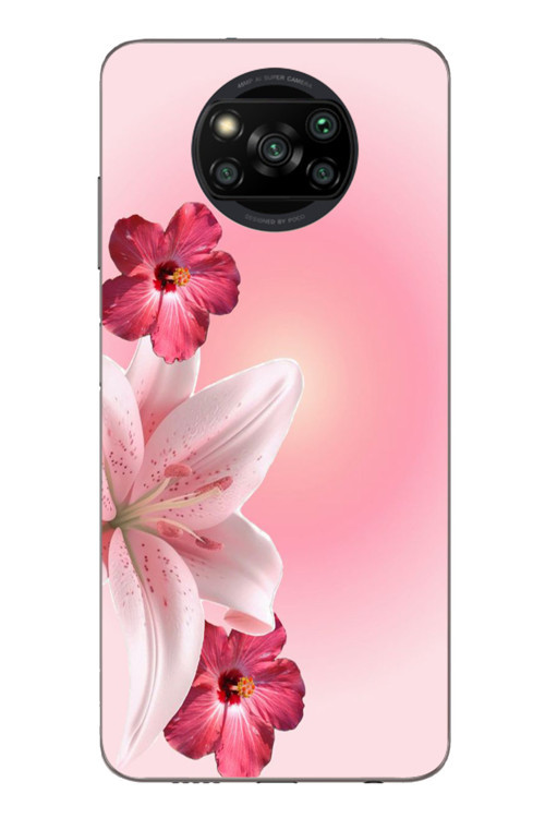 Poco X3 Uyumlu Tematik Çiçek Baskılı Silikon Kılıf