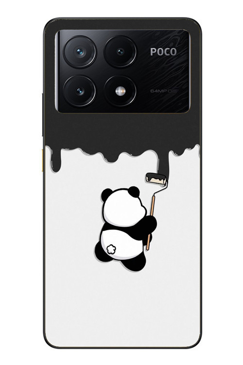 Poco X6 Pro Uyumlu Boyacı Panda Baskılı Silikon Kılıf