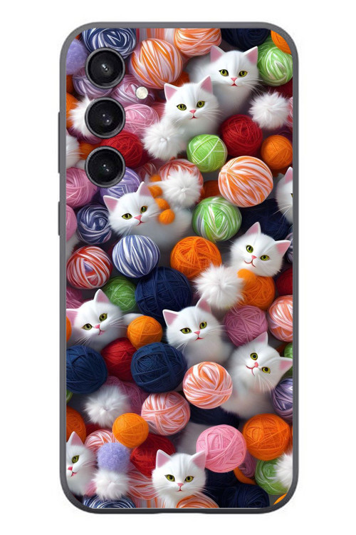 Samsung Galaxy S23 Uyumlu Renkli Kediler Baskılı Silikon Kılıf