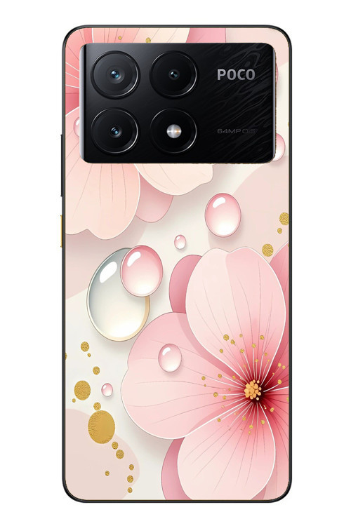 Poco X6 Pro Uyumlu Damlalı Çiçekler Baskılı Silikon Kılıf