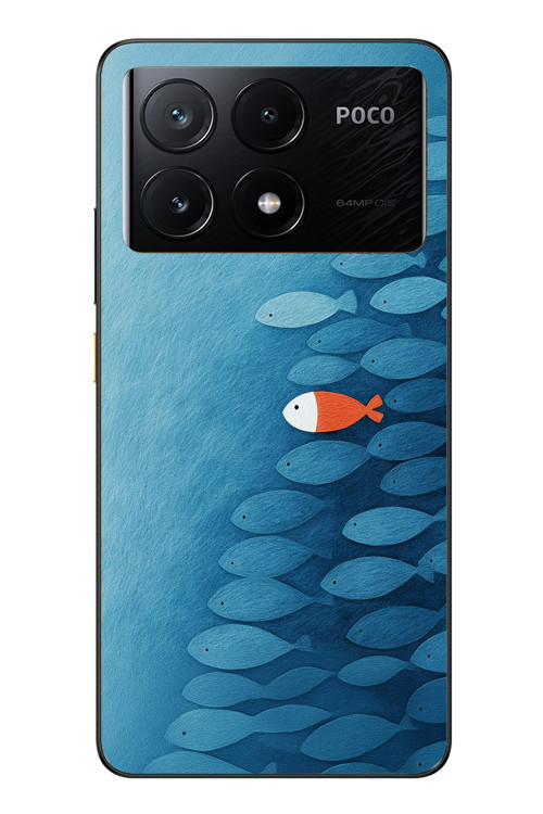 Poco X6 Pro Uyumlu Balıklar Yüzüyor Baskılı Silikon Kılıf