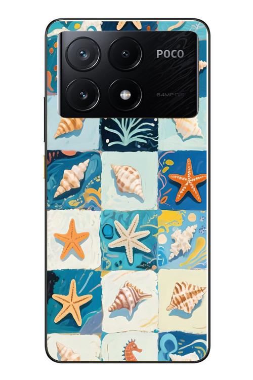 Poco X6 Pro Uyumlu Deniz Kabukları Baskılı Silikon Kılıf