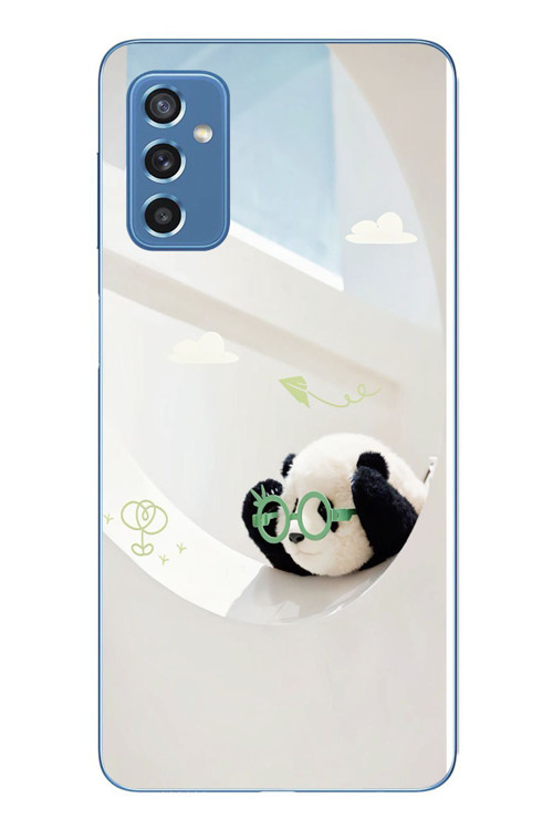 Samsung Galaxy M52 Uyumlu Gözlüklü Panda Baskılı Silikon Kılıf