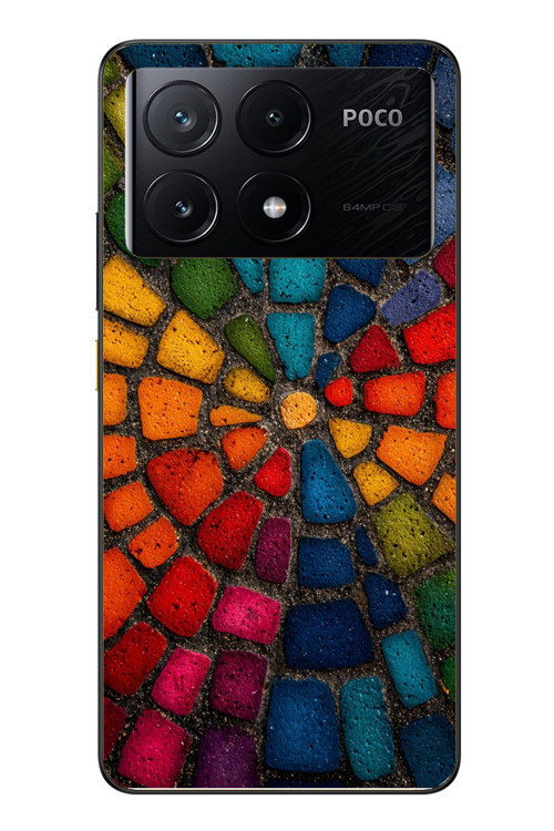 Poco X6 Pro Uyumlu Gökkuşağı Renkli Kaldırım Baskılı Silikon Kılıf