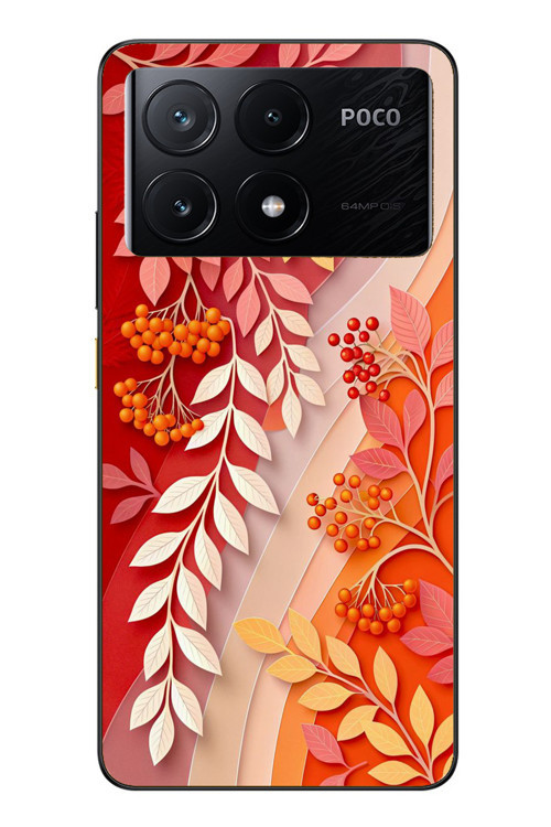 Poco X6 Pro Uyumlu Kırmızı Beyaz İğdeler Baskılı Silikon Kılıf