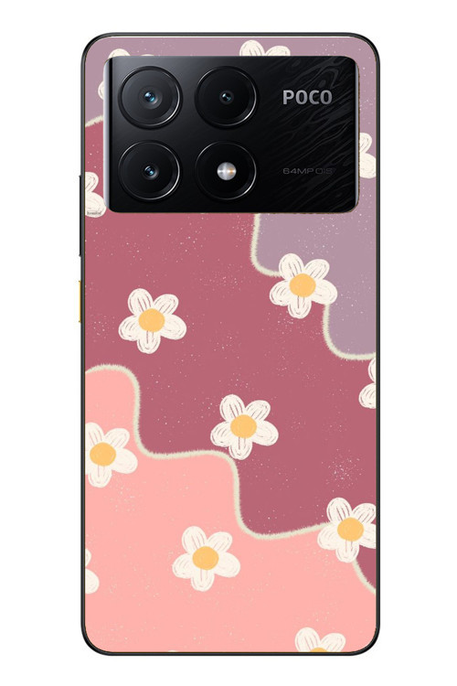 Poco X6 Pro Uyumlu Papatya Dalgaları Baskılı Silikon Kılıf