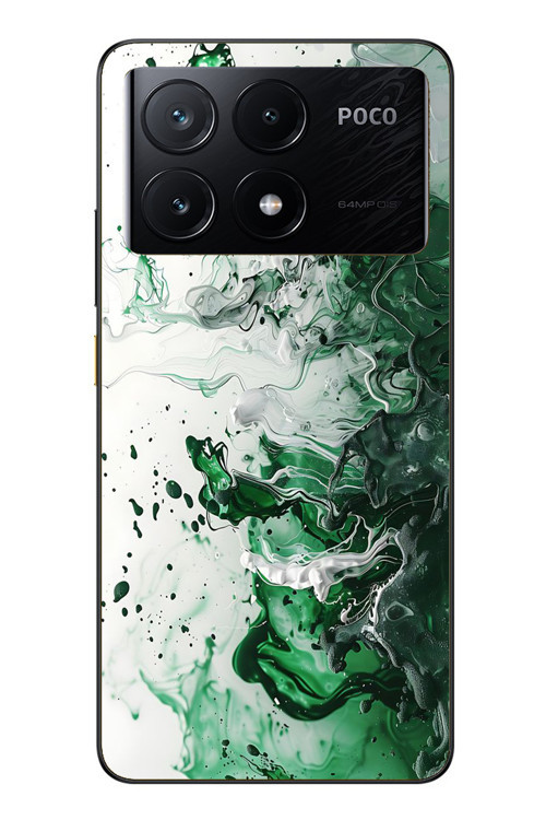 Poco X6 Pro Uyumlu Yeşil Beyaz Dalgalar Baskılı Silikon Kılıf