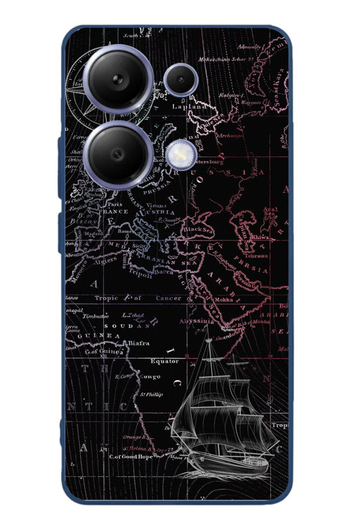 Poco X7 Pro Uyumlu Denizci Dünya Haritası Baskılı Silikon Kılıf