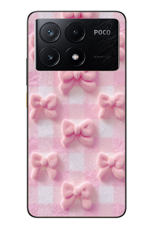 Poco X6 Pro Uyumlu Pembe Kurdeleler Baskılı Silikon Kılıf