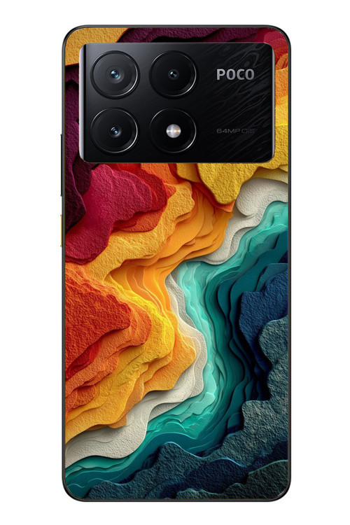 Poco X6 Pro Uyumlu Renk Dalgaları Baskılı Silikon Kılıf