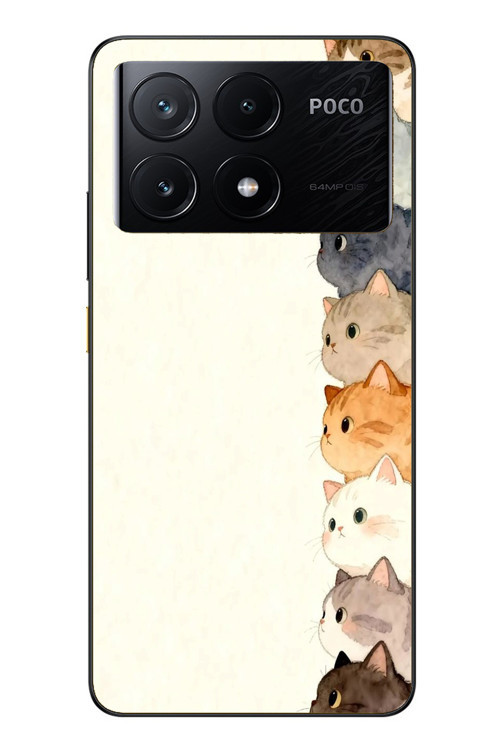 Poco X6 Pro Uyumlu Sıralı Kediler Baskılı Silikon Kılıf