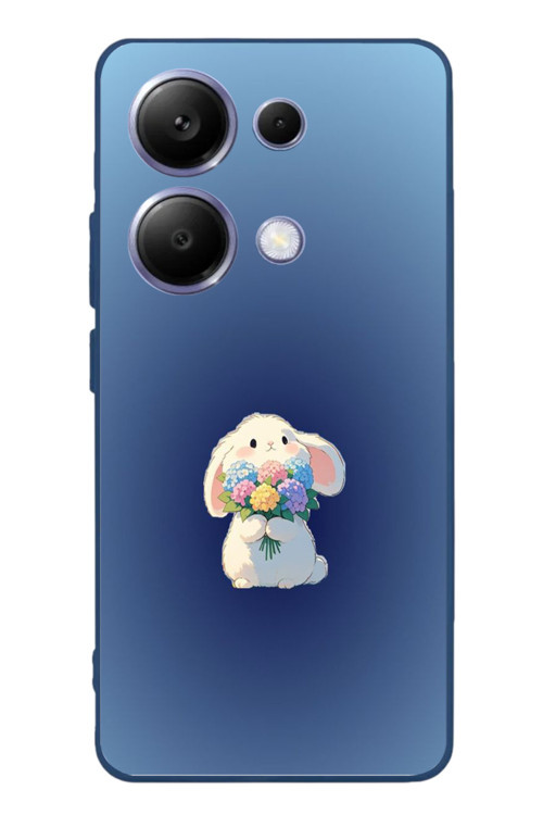 Poco X7 Pro Uyumlu Çiçekli Tavşan Baskılı Silikon Kılıf