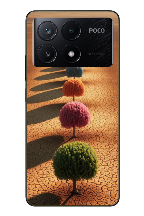 Poco X6 Pro Uyumlu Sıralı Renkli Ağaçlar Baskılı Silikon Kılıf