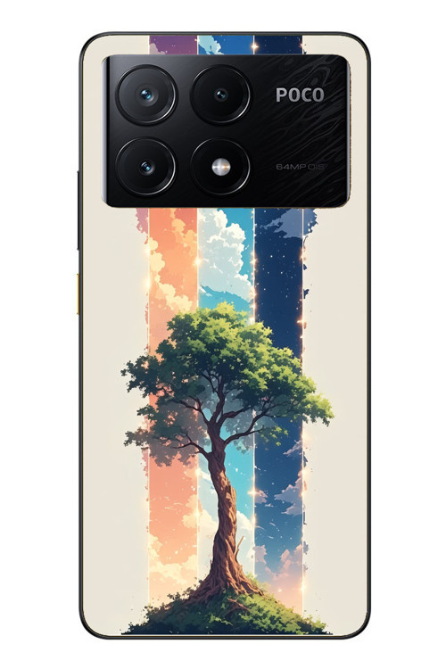 Poco X6 Pro Uyumlu Yalnız Ağaç Dört Mevsim Baskılı Silikon Kılıf