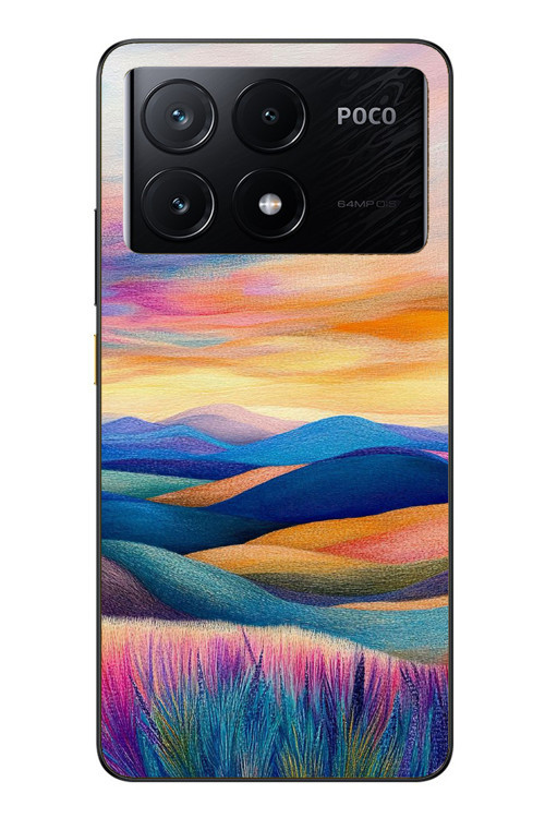 Poco X6 Pro Uyumlu Renkli Pastel Günbatımı Baskılı Silikon Kılıf