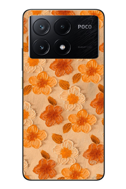 Poco X6 Pro Uyumlu Turuncu Papatyalar Baskılı Silikon Kılıf