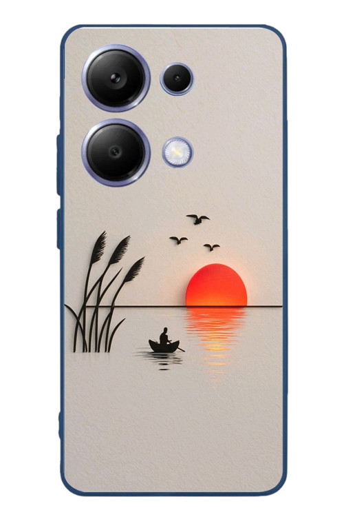 Poco X7 Pro Uyumlu Gün Batımı Çizim Baskılı Silikon Kılıf