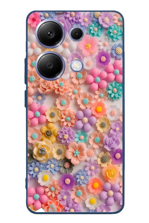 Poco X7 Pro Uyumlu Çiçek Bükleleri Baskılı Silikon Kılıf